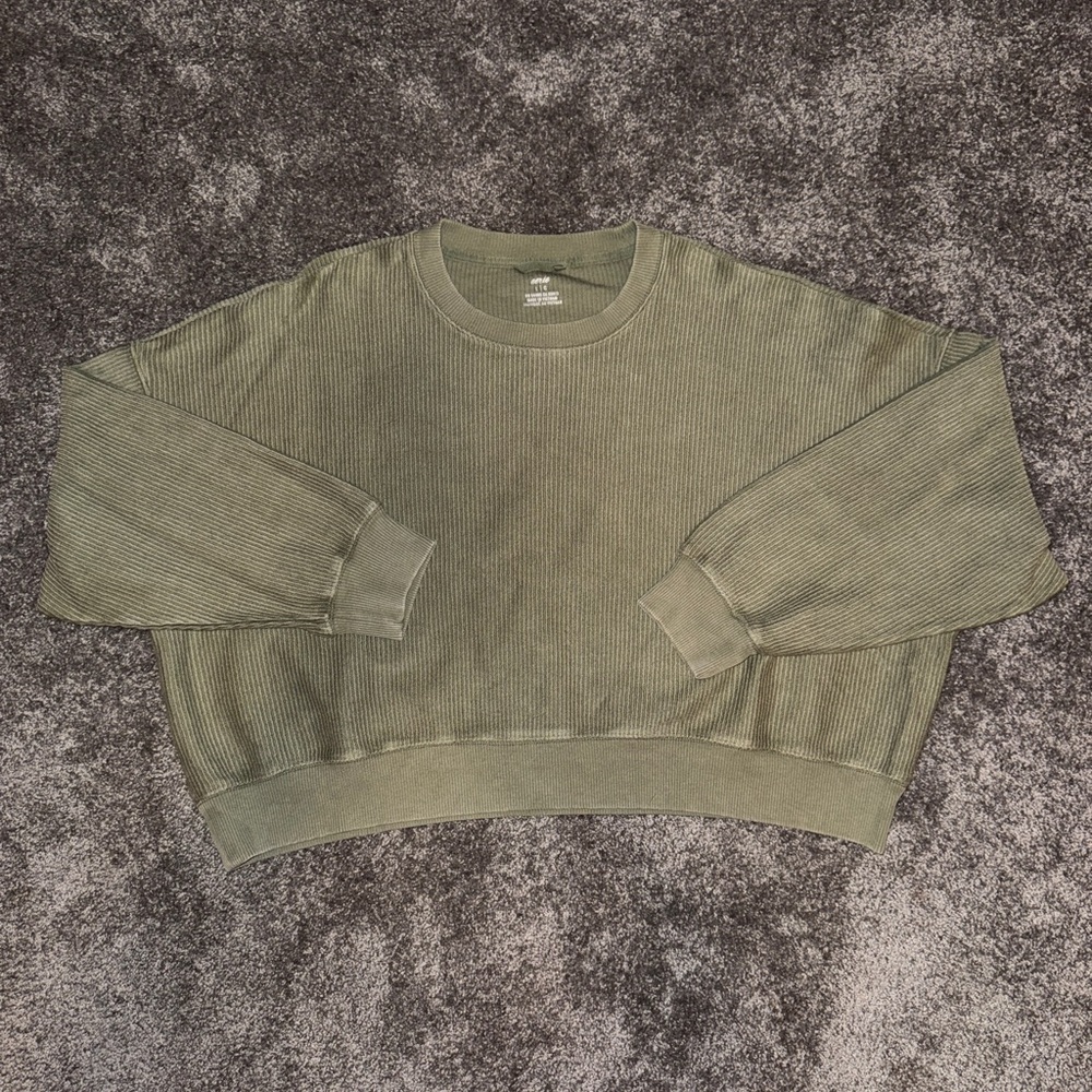 Aerie Olive Green Ribbed Sweater